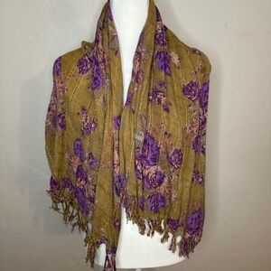 Urban Outfitters -Pins & Needles Purple and Gold Floral Scarf